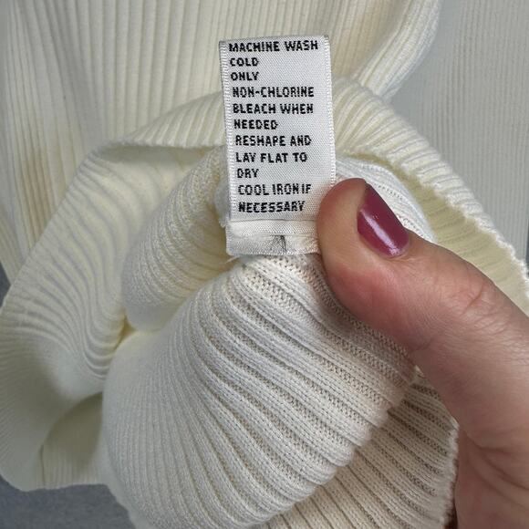 Josephine Chaus Sport Top Women's Ivory Cream Medium Ribbed Turtleneck Sweater - Picture 8 of 10